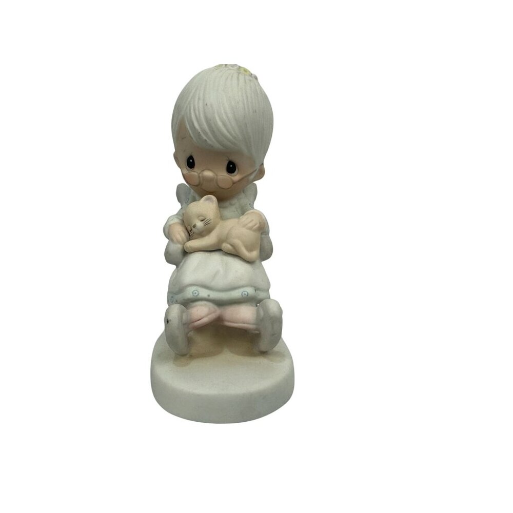 Precious Moments The Purr-Fect Grandma Figurine E-3109 1979 Grandma & Cat Theme